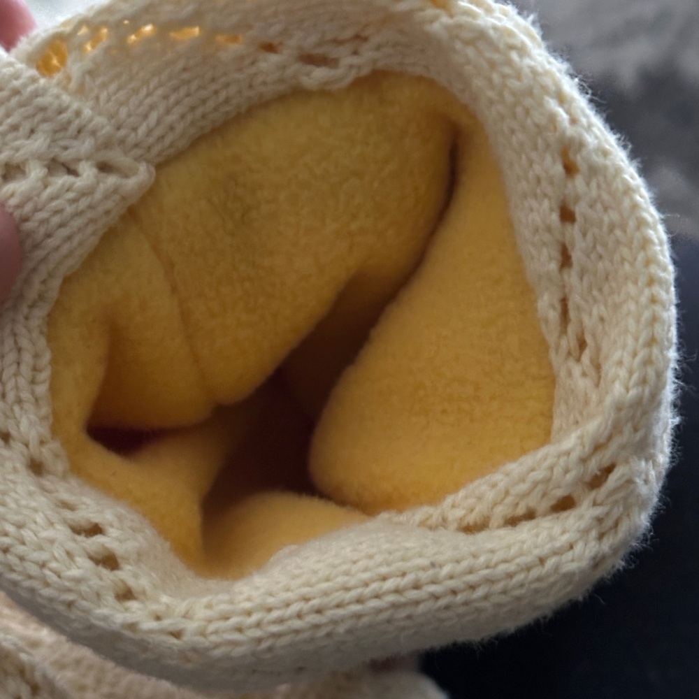Upcycled Floral Handmade Wool Gloves with Button Detail, Fleece Lined - Picture 6 of 6